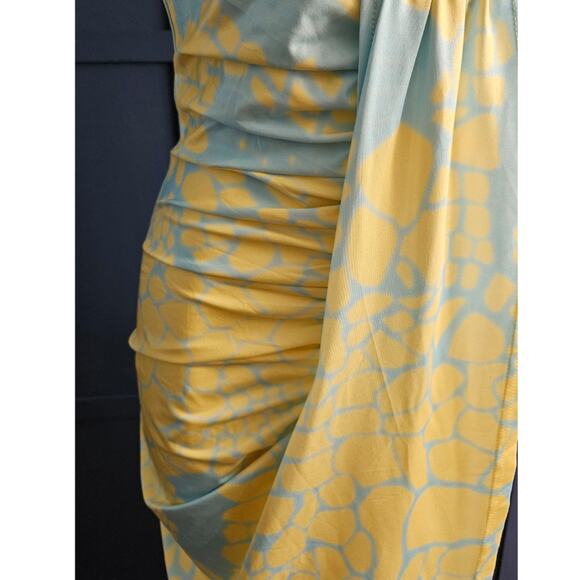 Chic Me Blue and Yellow Snake Print Strapless Dress sz M - Picture 5 of 5